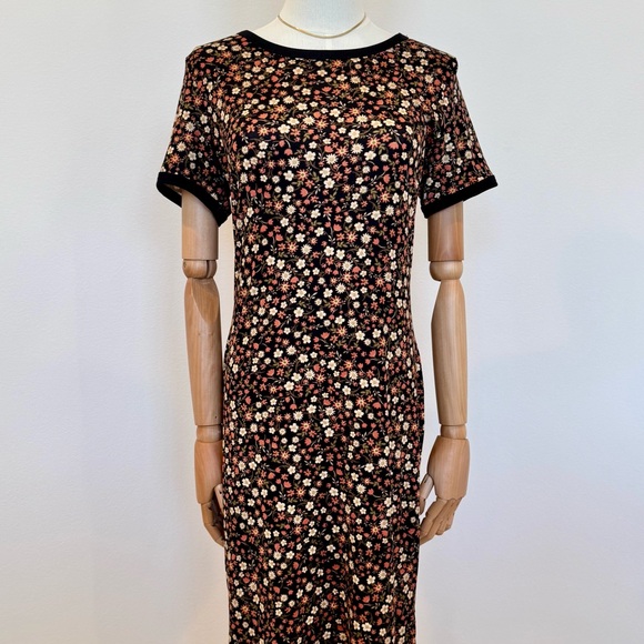 Brown Black Flower Midi Dress - Picture 4 of 16